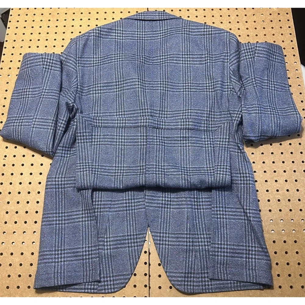 NWOT Scabal Kenton Sport Coat Mens 42 R Navy Glen Plaid Wool Cashmere Portugal